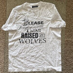 White Graphic Tee raised by wolves